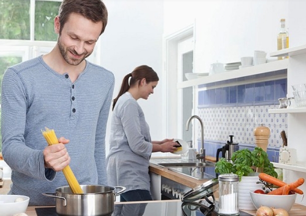 Husband Wife In Kitchen